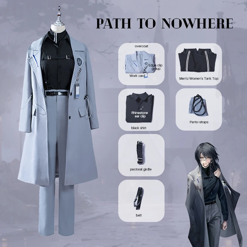 

Game Path to Nowhere Cosplay Anime General Director Costume Uniform Suit Jacket Full Set Carnival Party Outfit Wig for Women Men