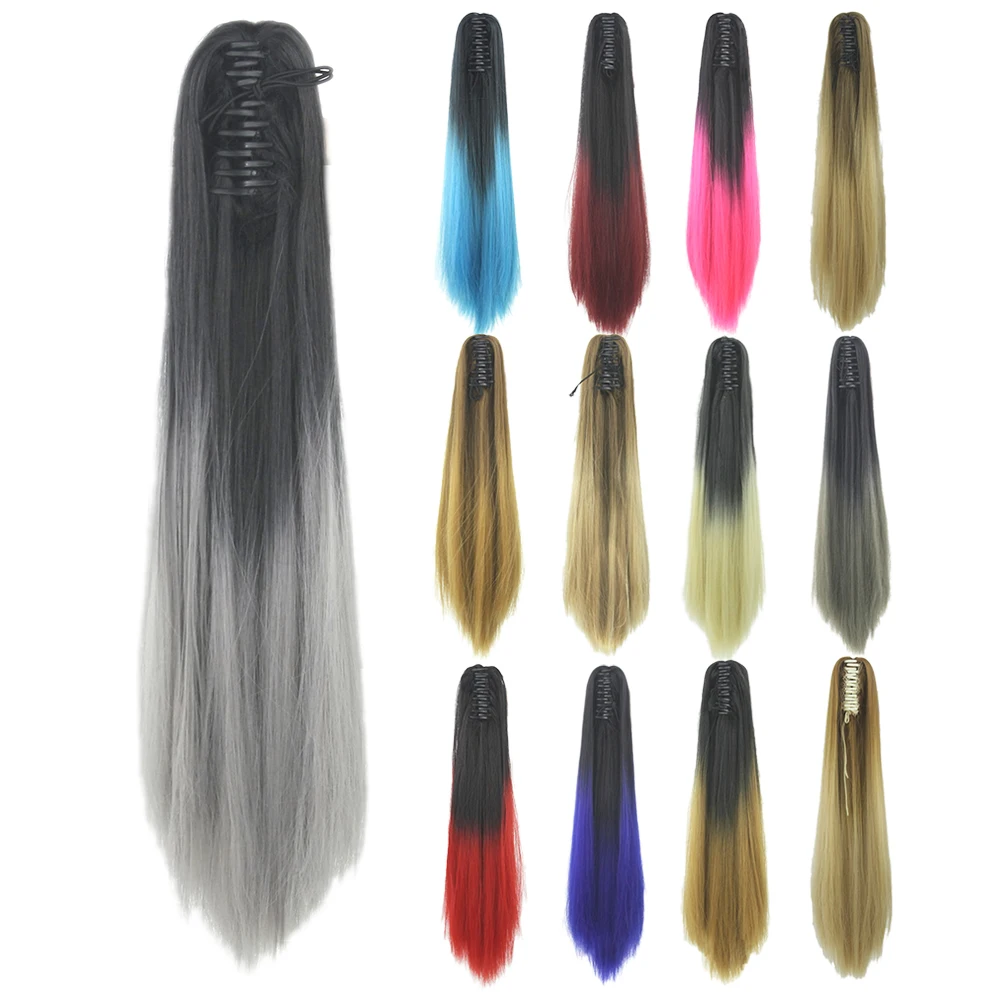 Soowee Rettilineo Brown Biondo Parrucchino Clip In Extensions Capelli Sintetici Artiglio Coda Di Cavallo Coda Di Cavallino Postizos Cabello Coletas