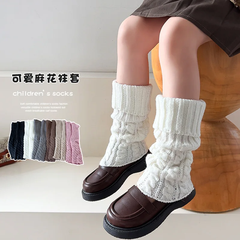New Children Girl Leg Warmers Lolitas style Knitted Socks Kids Warm Foot Cover Spring Autumn  Heap Socks 1