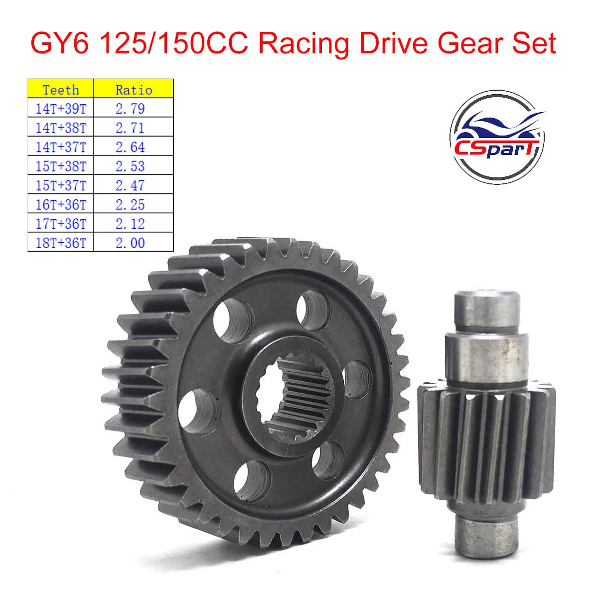 Racing Transmission Gear Set 14T 15T 16T 17T 18T GY6 125 150 152QMI 157QMJ ATV Quad Buggy Go Kart Scooter Parts