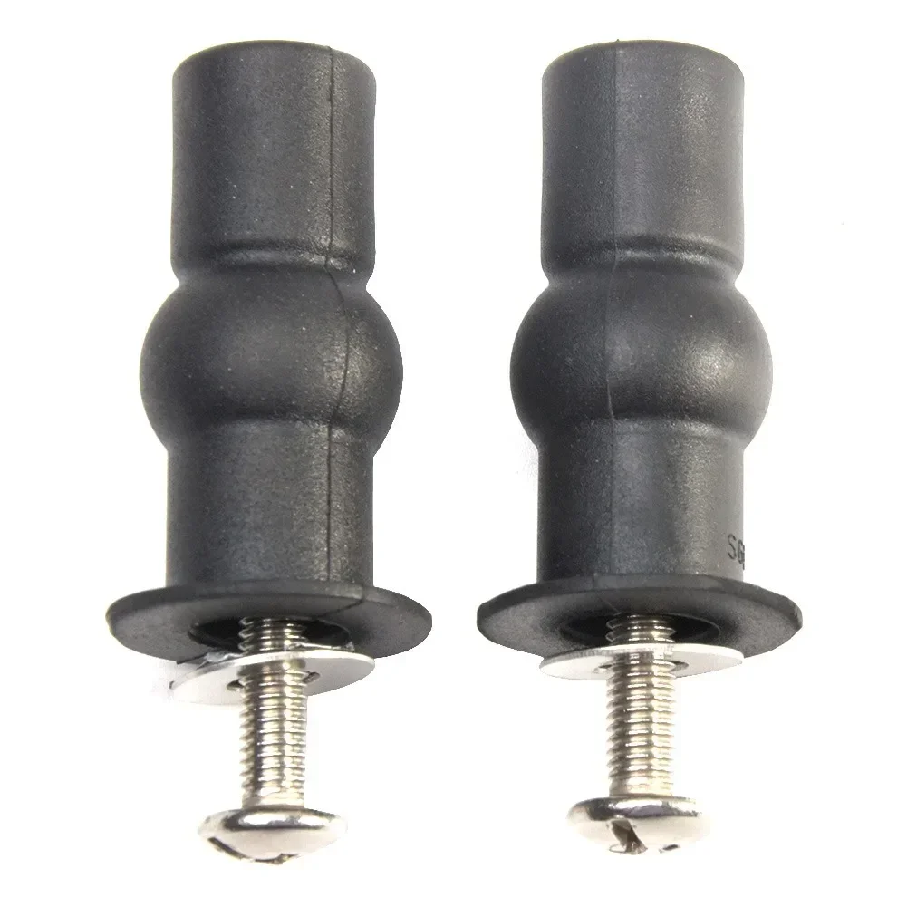 2pcs Black Fixing Nut Expansion Screw Screw Hinge With Thread Rubber Sleeve Stainless Steel Toilet Seat Top Universal Household