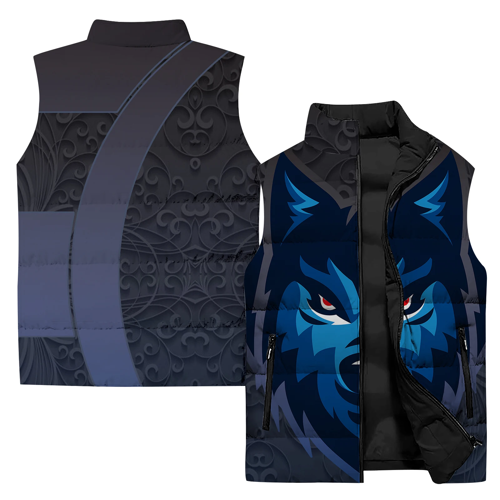 thumbnail image 1 of Chalecos de invierno para hombre Chaleco térmico para hombre Chaquetas para hombre Chaleco de algodón con estampado de tigre y lobo Chaqueta de moda Ropa para hombre 2024 Viento frío, 1 of 4