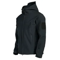 2024 new Multiple pockets Outdoor Sharkskin Softshell Rushing Jacket Suit Men's Fan Windproof Padded Mountaineering Jacket 1