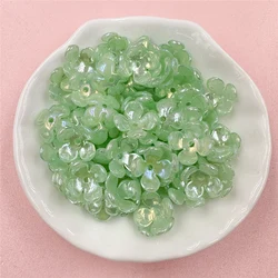 Vibrant Floral Acrylic Beads for DIY Jewelry and Crafts - 80 - Piece Set (4 petals green)