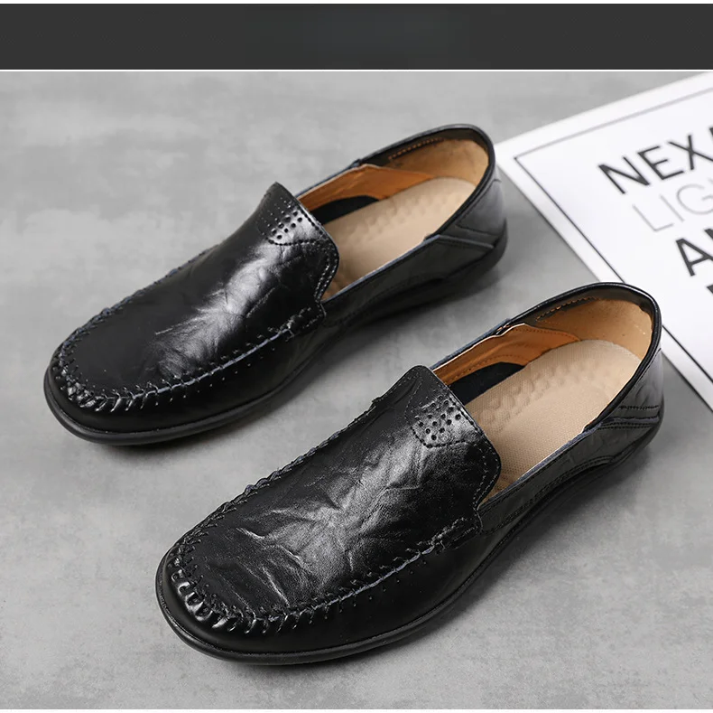 Herren Flache Sommerschuhe mit Metallschloss zum Reinschlüpfen, Faule Halbschuhe, lässige Mokassins, bequeme Fahrschuhe, Hochzeitsfeierschuhe_voghion.com