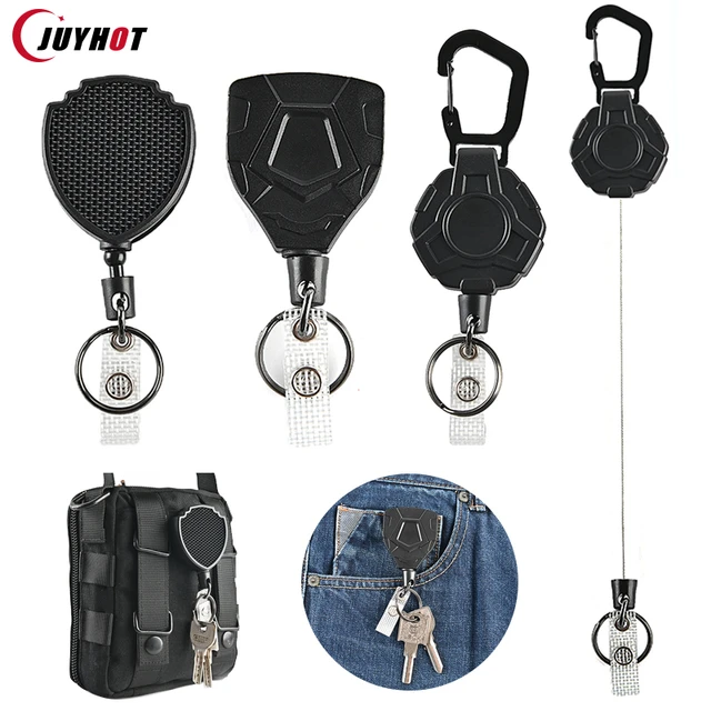 Sporty Anti Lost Yoyo Ski Pass ID Card Anti-theft Easy-to-pull Buckle  Retractable Black Key Ring Rope Elastic Keychain - AliExpress