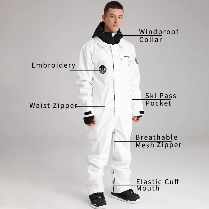 Winter Ski Suit One-Piece Men Women Windproof Waterproof
