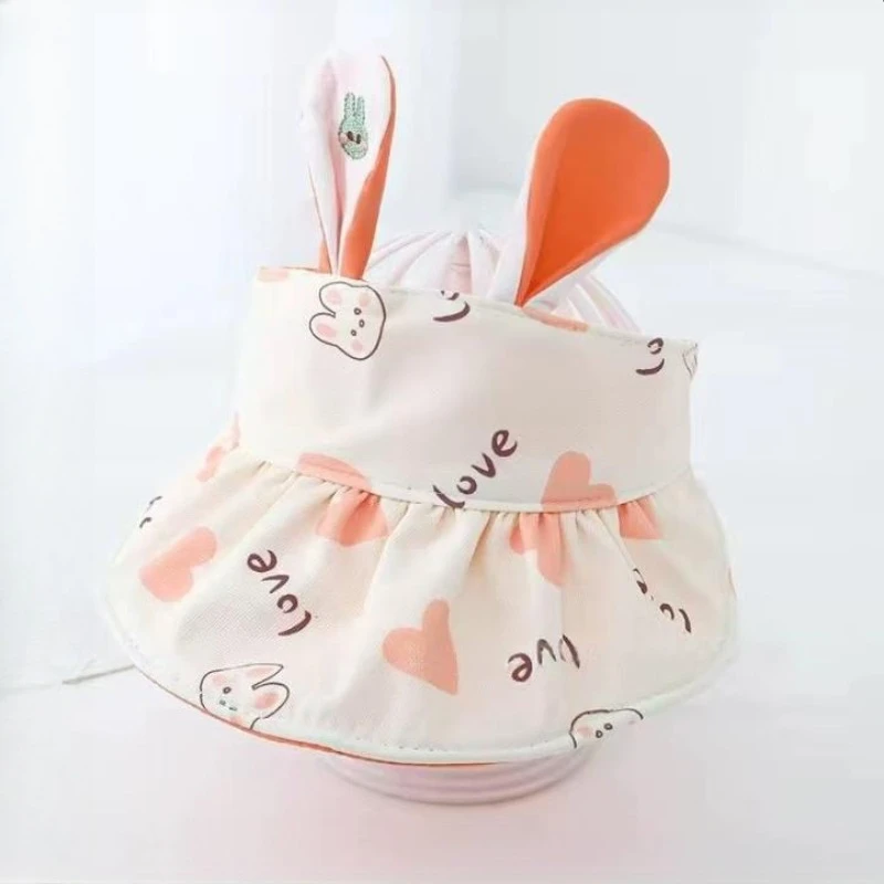 Summer Kids Sun Hat Baby Empty Top Hats Cartoon Rabbit Ears Toddler Sunshade Cap Children Outdoor Sunscreen Visors 6-36Months