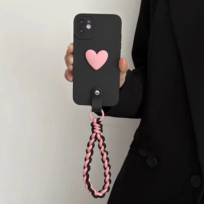Crossbody Lanyard Wrist Strap Love Heart Silicone Case