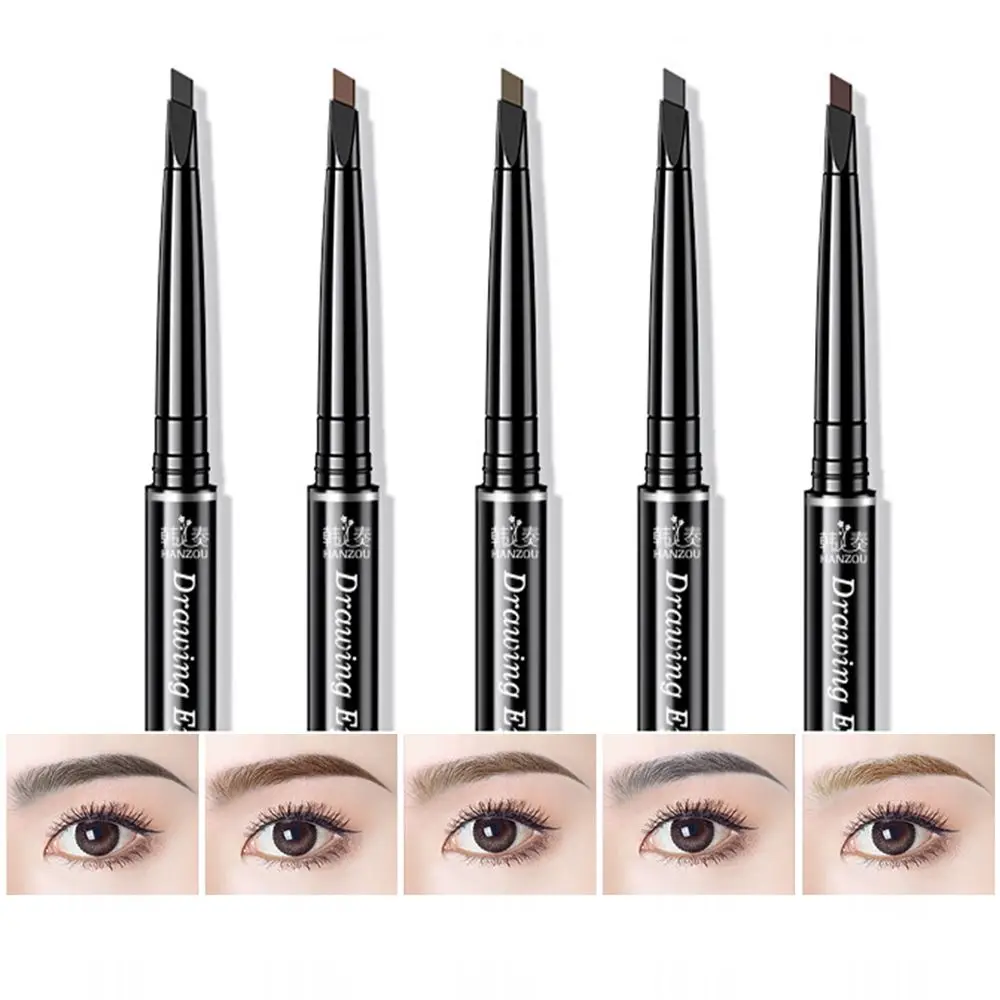 

5 Color Double Ended Eyebrow Pencil Waterproof Long Lasting No Blooming Rotatable Triangle Eye Brow Tattoo Pen Make up