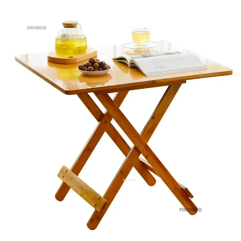 Bamboo Dining Tables Small Apartment Dining Table Outdoor Portable Folding Tables Creative Round Coffee Table Home Furniture