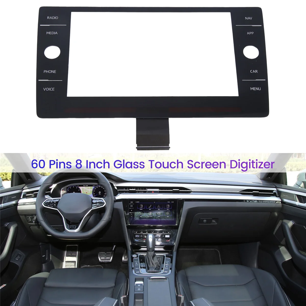 

60 Pins 8 Inch Glass Touch Screen Digitizer for VW MK7 Golf 7 7.5 Passat B8 Polo MK6 Radio 5G6919605B 5G6919605A