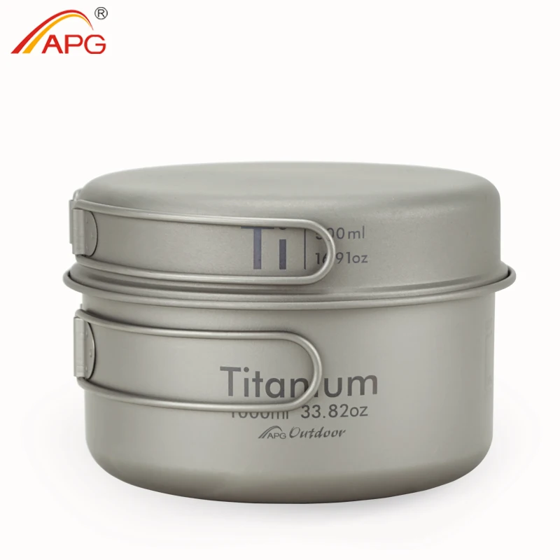Camping Cookware APG Ultralight Titanium Pan Outdoor Tableware Titanium Pot