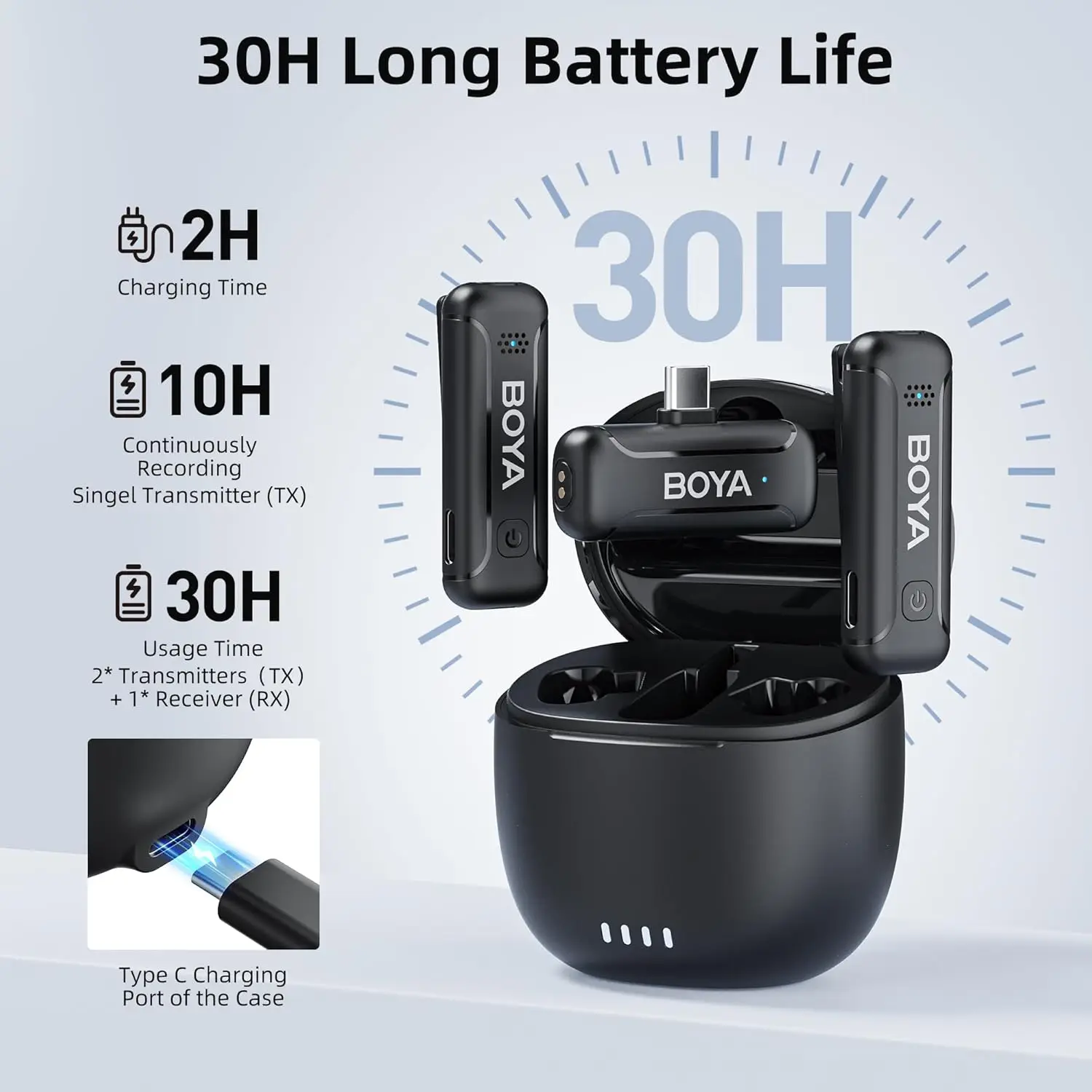 BOYA BY-WM3T 무선 라발리에 라펠 마이크, 아이폰, 안드로이드 스마트폰, DSLR 카메라, 라이브 스트리밍, 유튜브 녹화, 브이로그