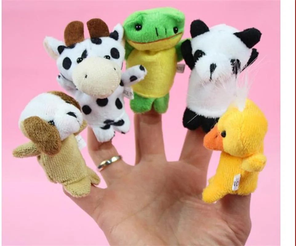 Cute Cartoon Biological Animal Finger Puppet Plush Toys Child Baby Favor Dolls Boys Girls Finger Puppets 10PCS animal finger puppet