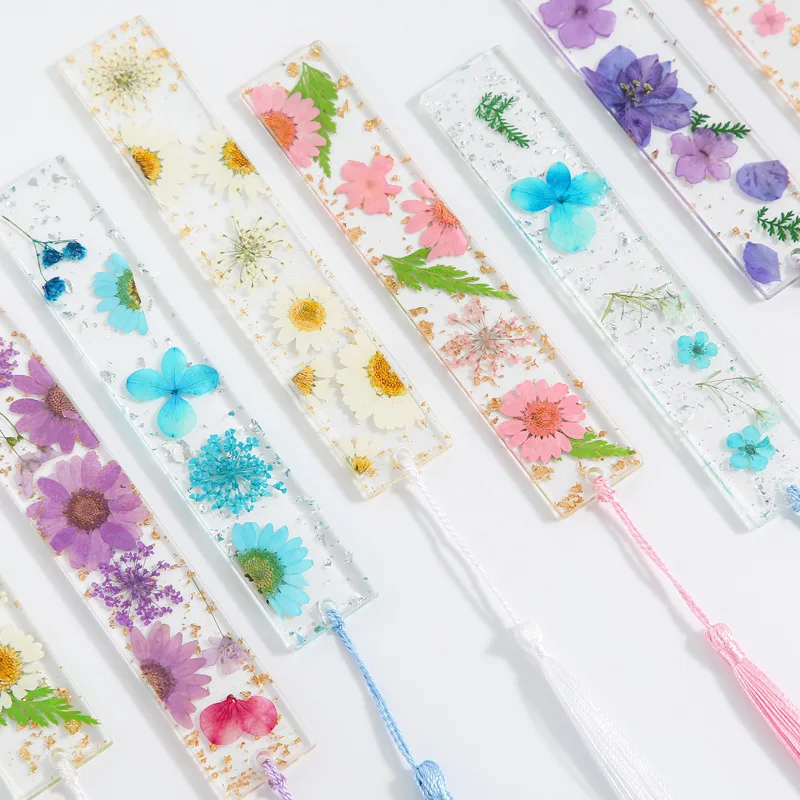 Creative Floral Painting Bookmark Epoxy Dried Flower Tassel for Mother's Day Teachers Day Gift