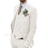 Costume Homme 3 Piece Linen Men Suits 2023 Groom Tuxedo for Wedding Groomsman Summer Beach Male Suit (Jacket+Pants+Vest) Terno 2