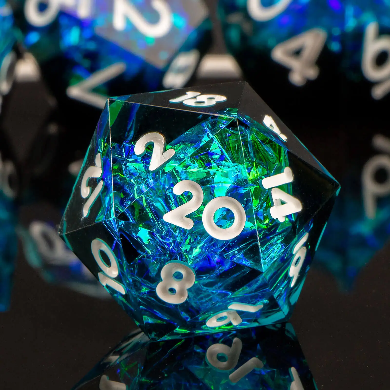 DND 수지 샤프 에지 주사위 세트, 수제 D 및 D 던전 및 드래곤 주사위, RPG 역할 놀이 게임 D&D 주사위 D20 D12 D10 D8 D6 D4