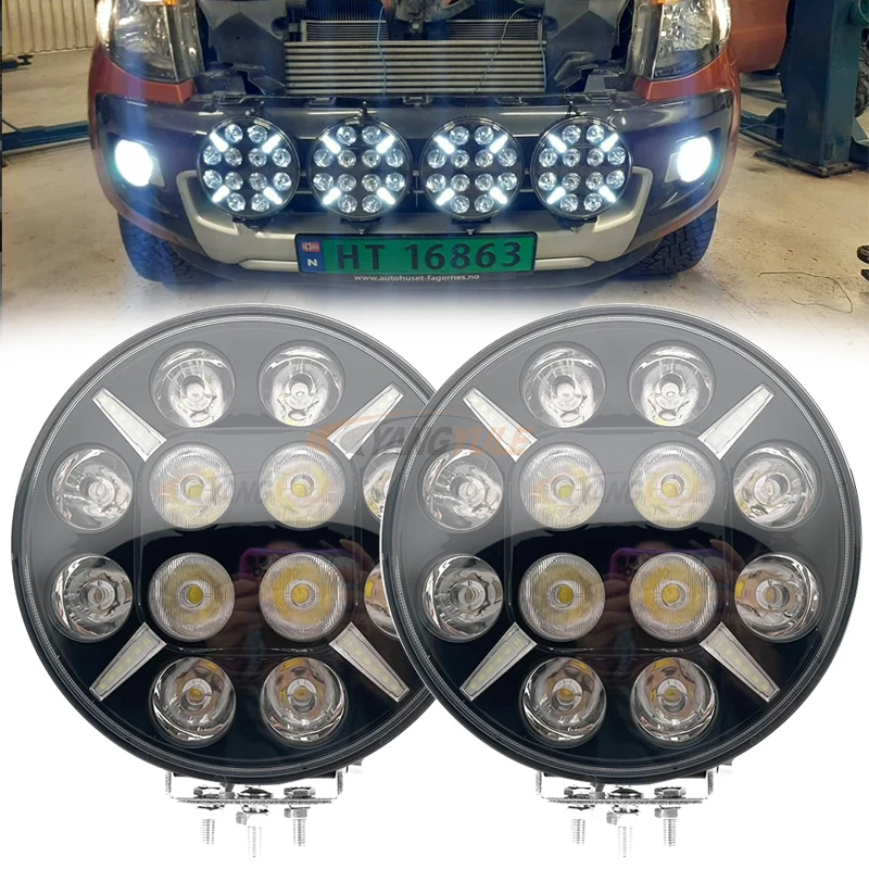 Faro di lavoro a LED Rotondo 185W CREE per 4X4 - Camion - Trattore.