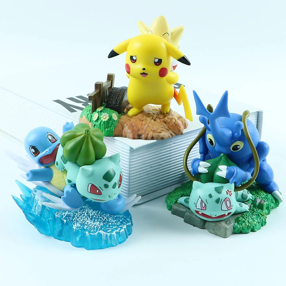 Figura de Pokémon Pikachu Bulbasaur Heracross, estatua de PVC