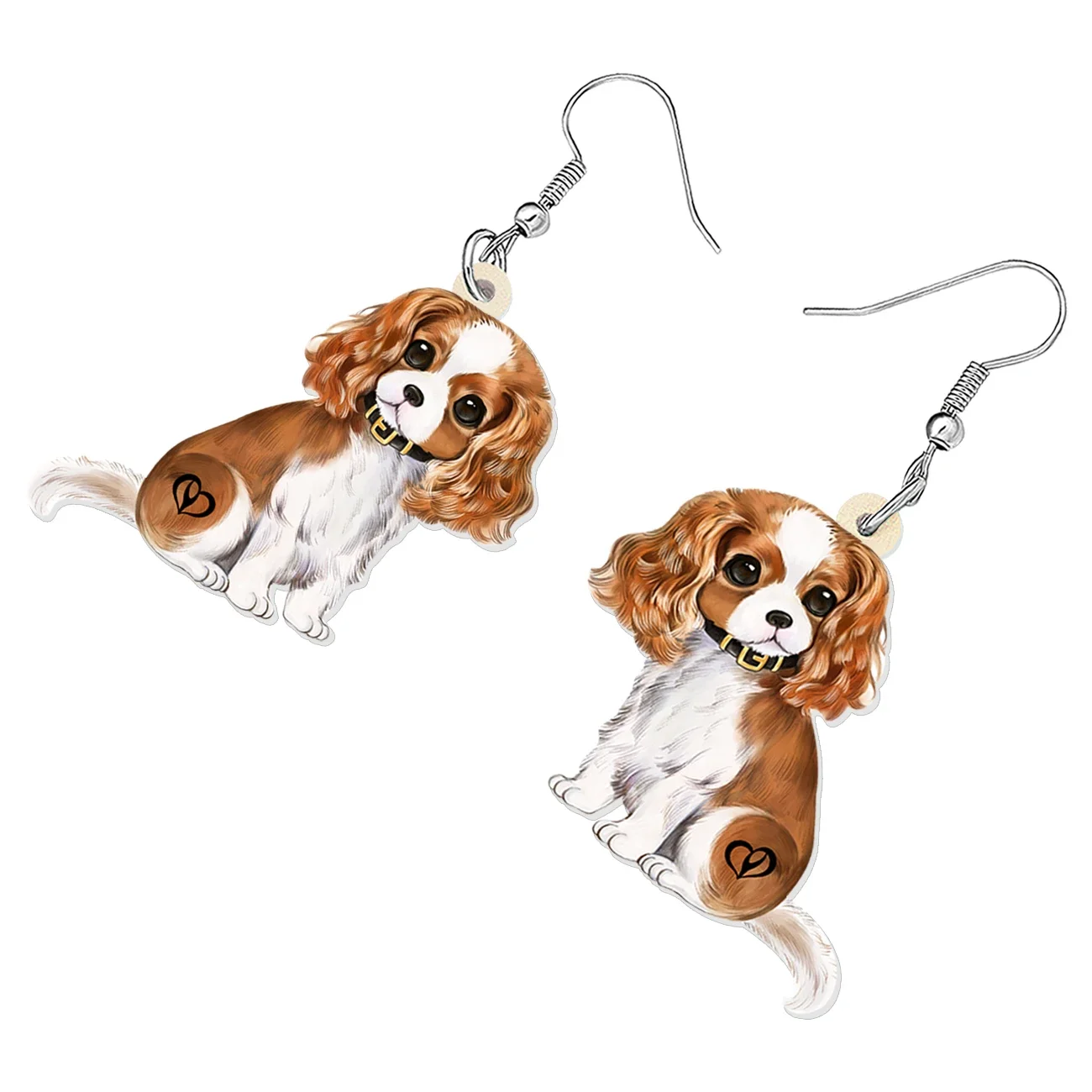 YAYAKO Cute Cavalier King Charles Spaniel Dangle Earrings – Acrylic Puppy Dog Charm Jewelry For Pet Lovers
