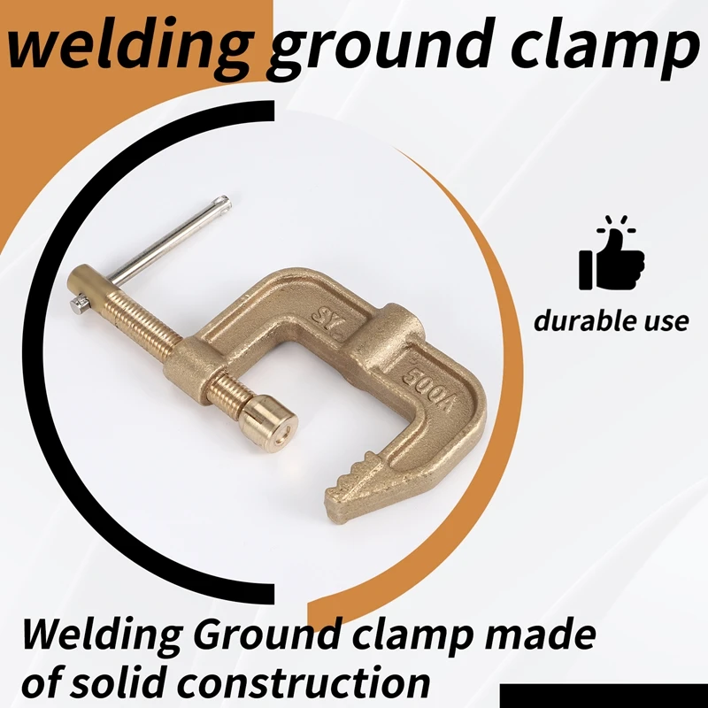 Welding Ground Clamp, 500A Current G-Type Solid Brass Ground Clamp, 43Mm Jaw Width For Tig Mig MMA Welders