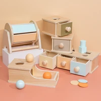 Montessori Wooden Early Learning Toys, Intellectual Development, Drawer/Target Box/Coin Box/Textile Drum, 6-24 Months 1