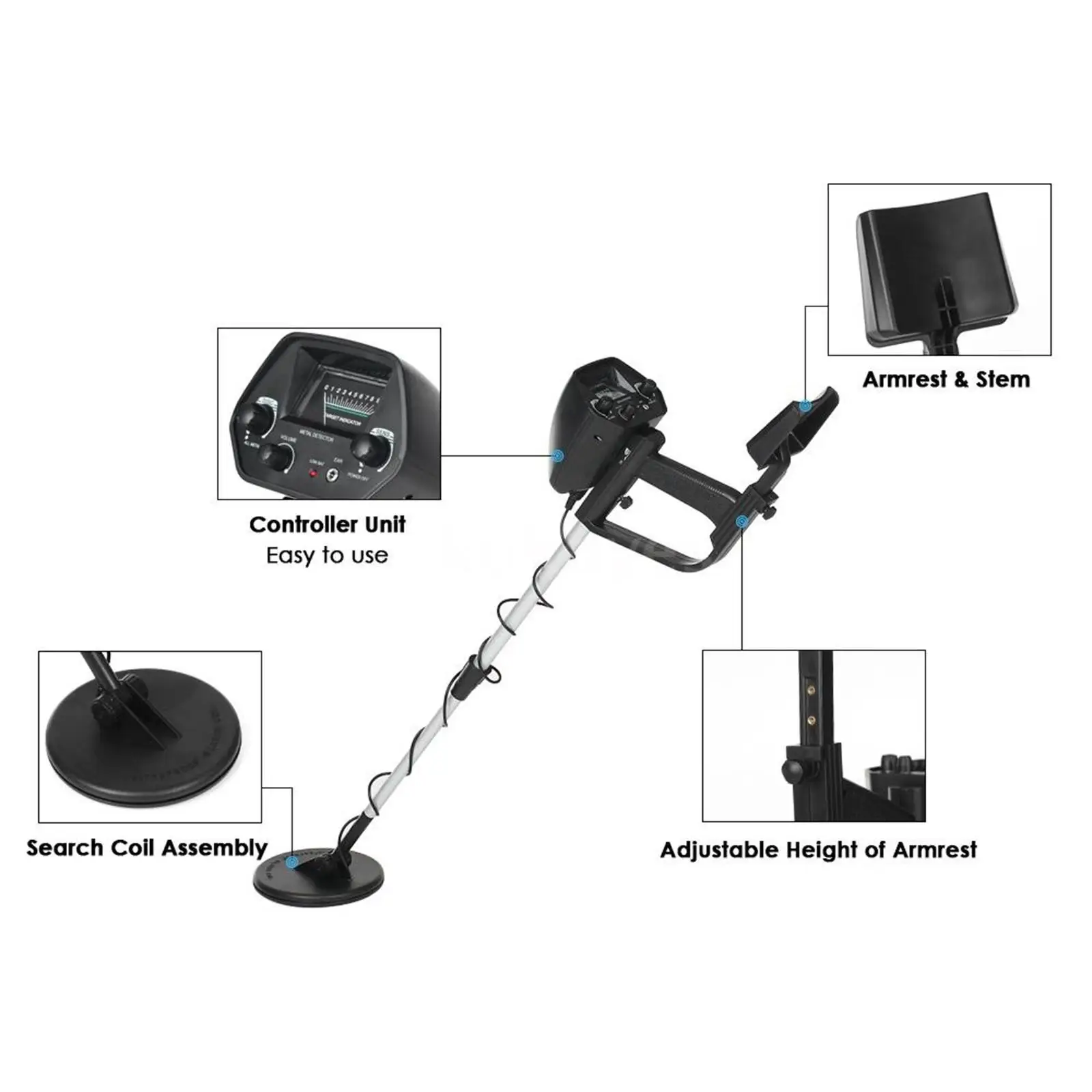 Underground Metal Detector Gold Digger Deep Waterproof Detecting Wand Treasure Finder Coil Outdoor 6F22 Equipment Portable