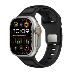 Silicone Sport Band Strap for iWatch - Multi - Size Correa Bracelet (Black)