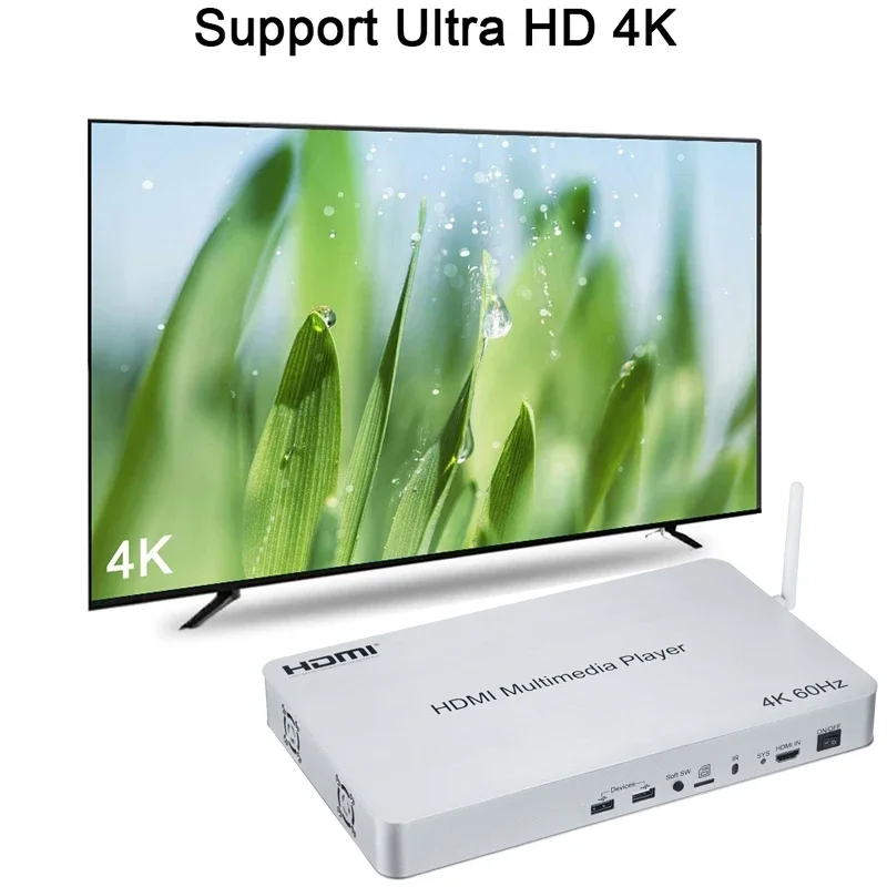 HDMI 2.0 10 Ways Multimedia Player HDMI Splitter 1x10 Hdmi Player 4K 60Hz USB Flash Disk Android 6.0 Box TV Stores Video Player