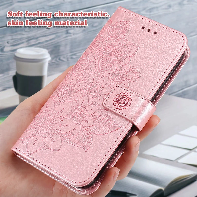 samsung cute phone cover A23 5G SM-A235F Case For Samsung Galaxy A 03 A03 Core  A33 A53 A73 A13 5G Cover Embossed Seven-petal Flower Flip Holster Coque cute samsung cases Cases For Samsung