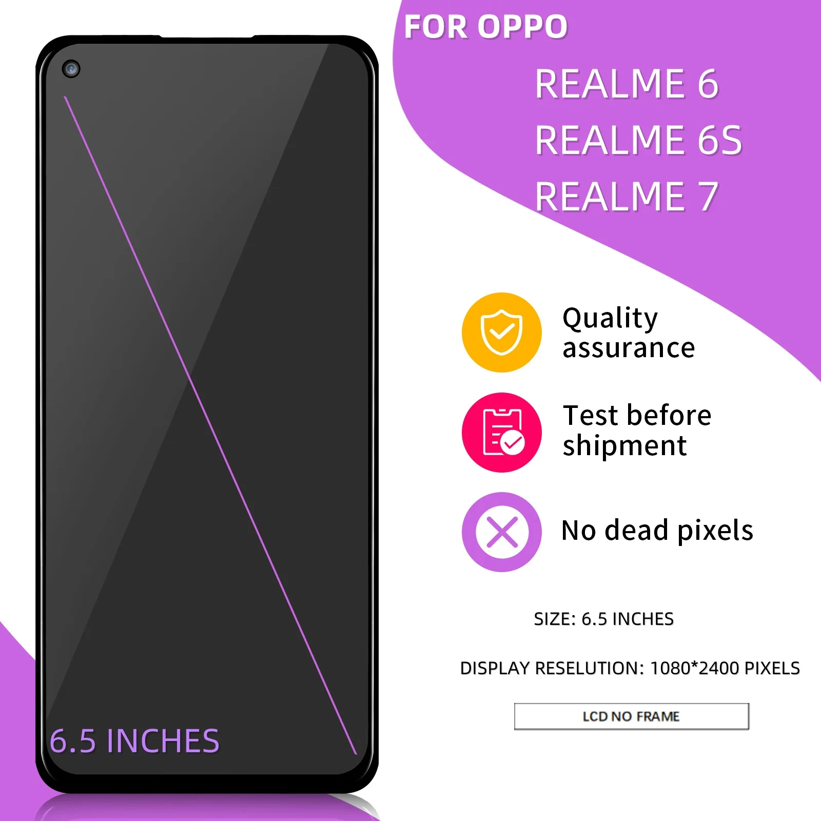 6,5 ''dla Realme 6 RMX2001 wyświetlacz LCD Panel dotykowy Digitizer zgromadzenie wymiana ekranu dla Realme 6 LCD