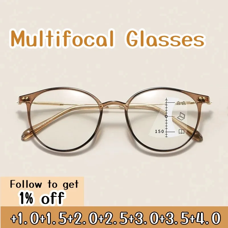 

4 Colors Intelligent Multifocal Reading Glasses Retro Anti-blue Light Eyeglasses Men Women New Progressive Presbyopia Eyewear
