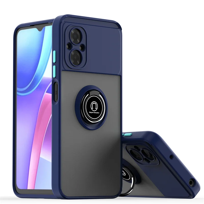 Shockproof Matte Armor Phone Case with Metal Ring Holder