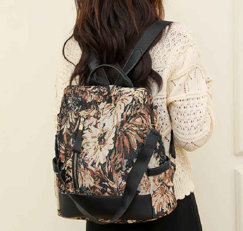 Hot Sale Women Fashion Luxury Oxford Printing Anti Theft Travel Backpacks Large Capacity Ladies Casual Shoulder Bags School Bag 4