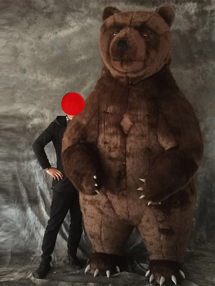 2.6M Inflatable Coffee Bear Cosplay Costume Blowing Up Brown Bear Costume Mascot Performance Props Full Body Costumes Farm