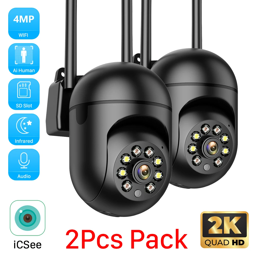2pcs-Pack iCSee 5MP Mini PTZ WiFi IP Camera with AI Human Detection Color Night Vision for Outdoor Video Surveillance 4MP 2MP 2pcs-Pack iCSee 5MP Mini PTZ WiFi IP Camera with AI Human Detection Color Night Vision for Outdoor Video Surveillance 4MP 2MP