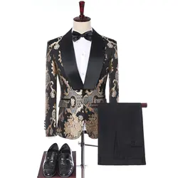 2 Pieces Floral Blazer Sets Men's Suit Single Breasted Shawl Lapel Wedding Tuxedo Jacket Pants Fashion Coat Slim Fit 2024