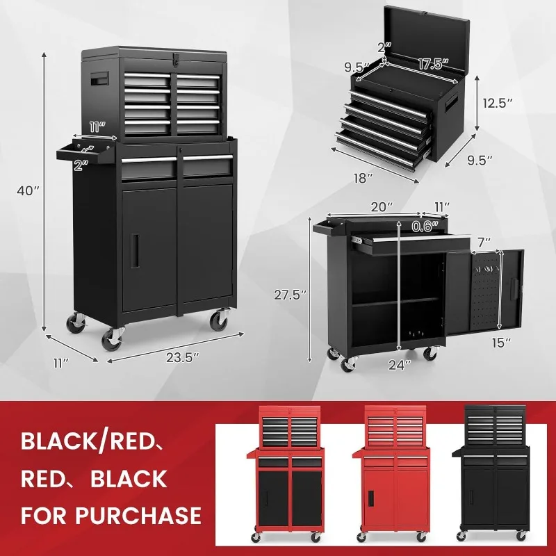 ERGOMASTER Tool Chest Cabinet Rolling- Heavy Duty Material & Lockable Top-Box&Storage Cabinet for Garage and Workshop - 5-Drawer 3
