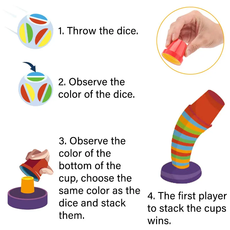 Montessori Color Matching Stacking Cup Kids Toys Sensory Play Logical Thinking Training Board Game Educational Toys For Children 4