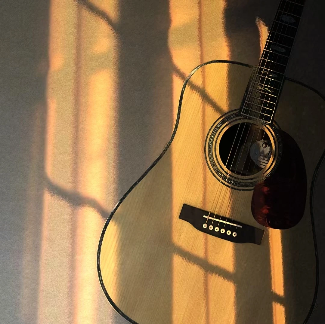 

Acoustic electric guitar with ebony tuning fork, 41 instrument, AAA solid top, KSG OEM, round body