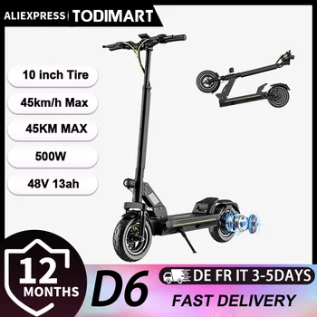Monopattino Elettrico TODIMART D6 per Adulti, 500W 48V 13AH, Velocità Massima 45KM/H, Pneumatici Fuoristrada da 10 Pollici, Sistema di Sospensione Doppia, E-scooter Sportivo