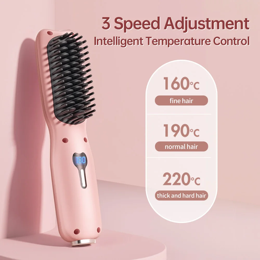 Hair Straightening Brush Negative Ion Electric Hot Heated Comb Multifunctional Straightener Ceramic Comb Quick Hair Styler 4