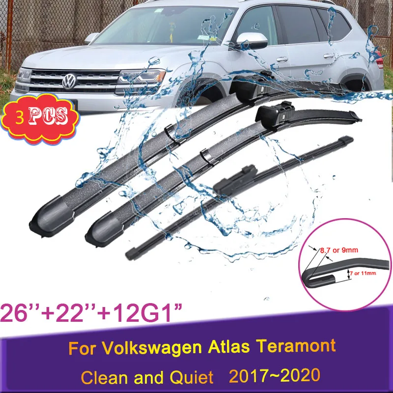 Автомобильные стеклоочистители для Volkswagen VW Atlas Teramont 2018 2019 2020 2021 2022 2023, стеклоочистители для переднего и заднего стекла, автомобильные аксессуары Автомобильные стеклоочистители для Volkswagen VW Atlas Teramont 2018 2019 2020 2021 2022 2023, стеклоочистители для переднего и заднего стекла, автомобильные аксессуары
