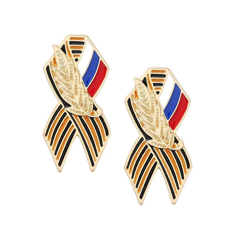 Fashion New St. George Ribbon Brooch Russian Flag Streamer Of Saint Victory Day Badge Pins for Men Women Jewelry Gift |