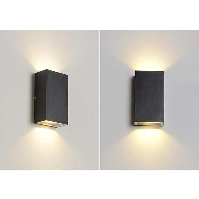 Modern Minimalist Double Headed Wall Lamp Rectangular Pure Black Corridor Staircase Lighting Outdoor Waterproof IP65 Garden Lamp