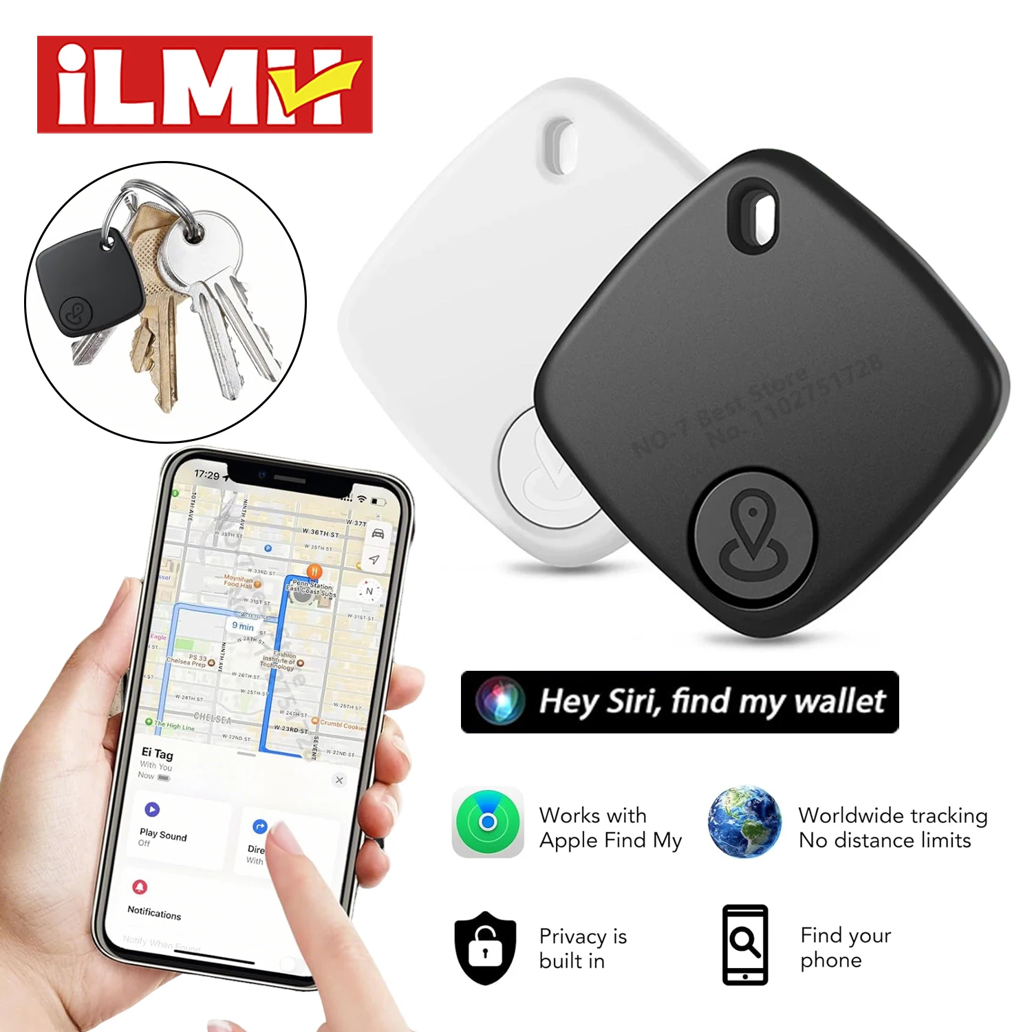Bluetooth Mini Tracking Device Smart Tag GPS Tracker Anti-Lost Alarm Reminder Positioner for Apple Find My APP