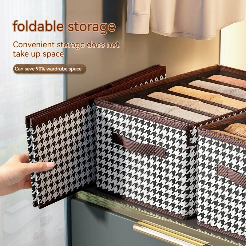 

Storage Box for Clothing Saving Space Folding Washable Separation Grids Pp Closet Oranizers for Jeans Underwear Drawer