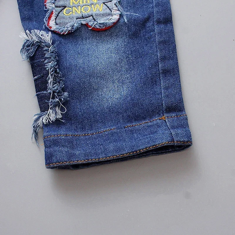 DIIMUU Toddler Baby Overalls Kids Clothing Boys Girls Denim Jumpsuits Casual Bear Patchwork Jeans Pants Infant Bebe Trousers