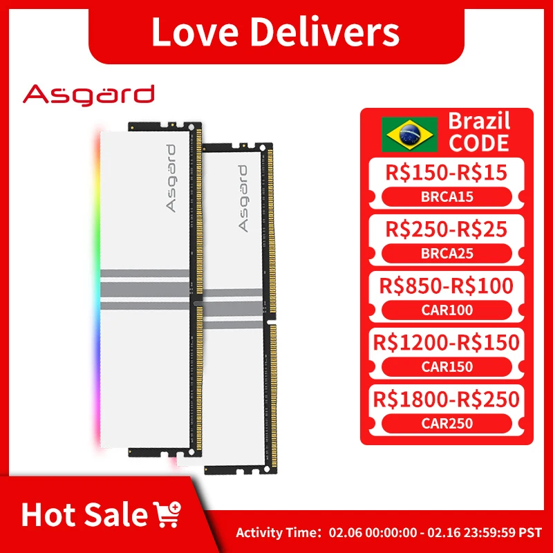 Asgard Valkyrie V5 Series Rgb Ram 8 Gbx2 3200Mhz 3600Mhz Ram Memoria Computer Desktop Ddr4 16 Gbx2 3200Mhz 3600Mhz Dimm Rgb